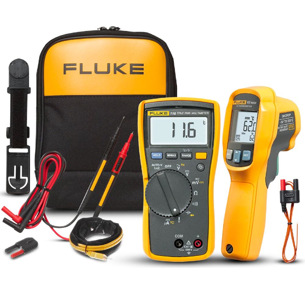 FLUKE - 116/62 MAX+ True-RMS Multimeter (HVAC Multimeter) with IR Thermometer Combo Kit